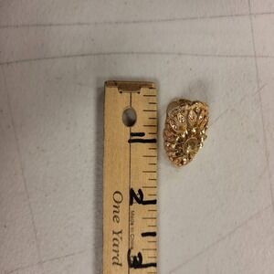 Gold Tone Cocktail Ring Rhinestones Floral Design Statement Jewelry Fashion Ring